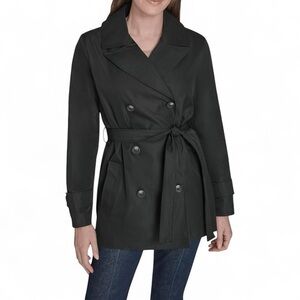 Tommy Hilfiger Womens Belted Double Breasted Everyday Trench CoatQuilted Jacket